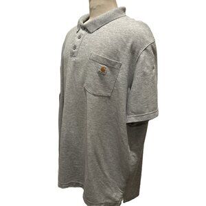 Carhartt Polo Shirt Mens 4XL Grey Original Fit Short Sleeve Work Wear